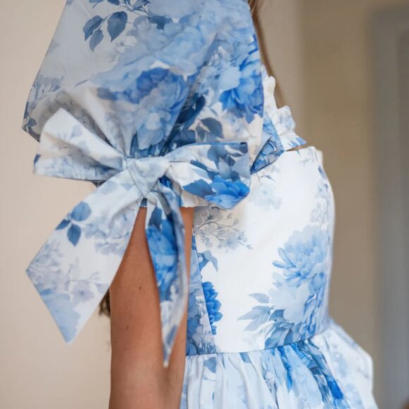 Fanciful Doll My Fair Lady Liaisons Blue Floral Tiered Ruffle Mini Dress - Picture 6 of 9